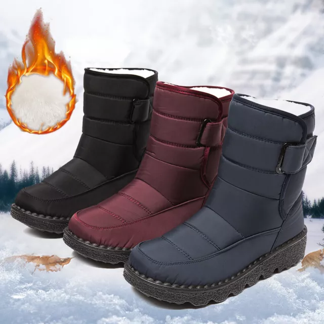 Damen Frauen Wasserdichte Pelz gefüttert Schnee Stiefeletten Winter Warme Schuhe