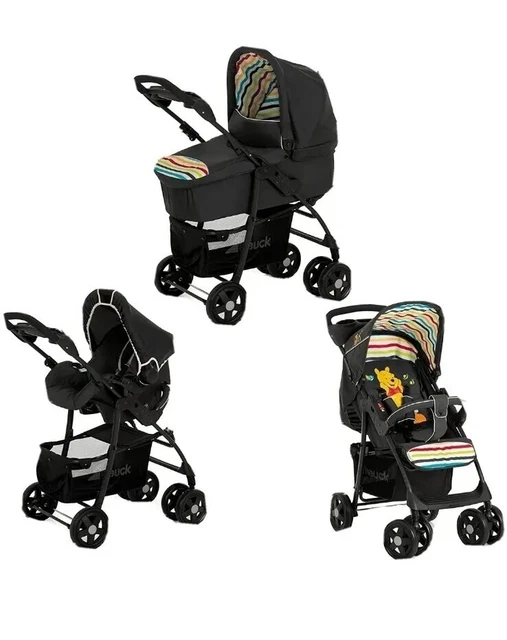 Hauck Disney SLX Shopper Trio Car Seat Pushchair Travel System Set - Pooh, Black