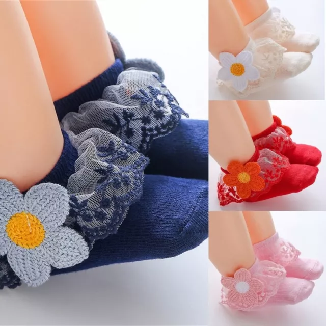 Baby Girl Lace Socks Breathable Ruffle Socks Princess Socks for 0-3 Infant Girl