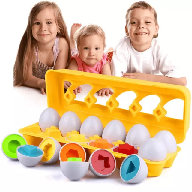 Montessori Spielzeug ab 1 Jahr Farbe & Form Sorter Spielzeug 12 Eier Set Osterei