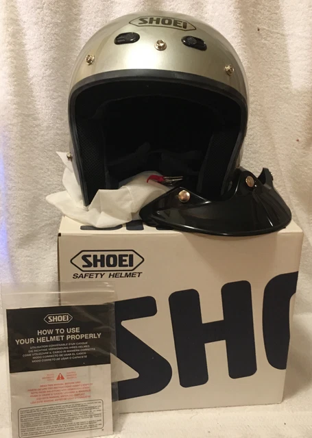 Shoei RJ-Air Platinum Open Face Motorcycle Helmet - Black XL - w/ Visor - NICE!