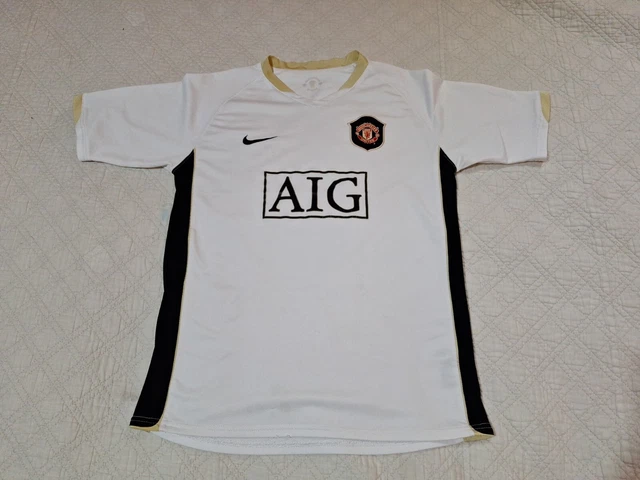 MANCHESTER UNITED AWAY Shirt 06/07 AIG Size Small Man UTD white