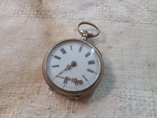 ANCIEN PENDENTIF BELLE petite Montre à gousset en argent bijou vintage