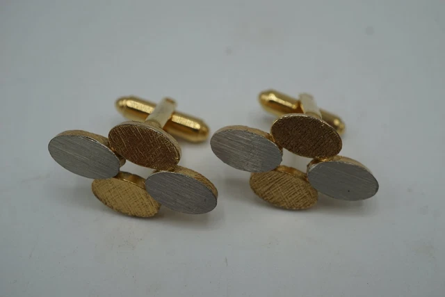 Boutons De Manchette Vintage SWANK - Ton Or Et Bleu - Référence 121416 - Occasion Bon état