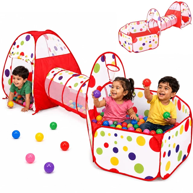 KIDUKU – Tente De Jeu Pour Enfants Avec 100 Balles Et Étui De Transport – Bleu – Intérieur Et Extérieur – Montage Rapide
