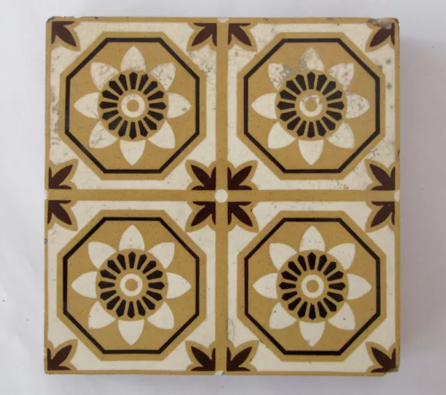 Antique three-colour Encaustic Floor tiles 6 x 6” – Stoke on Trent - 2 of 2