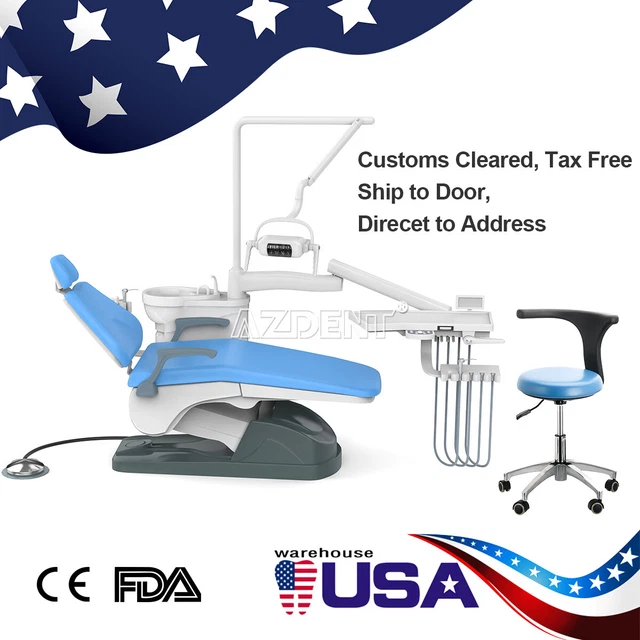 Dental Chair Unit Hard Leather Computer Controlled DC Motor Operatory Set+Stool