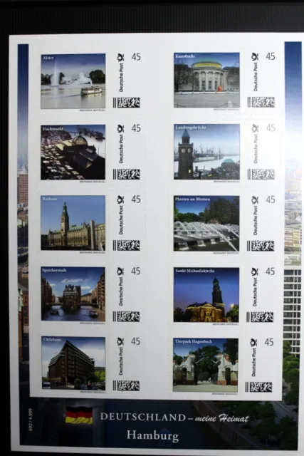 Briefmarke Individuell 10er Bogen ** Deutschland meine Heimat Hamburg