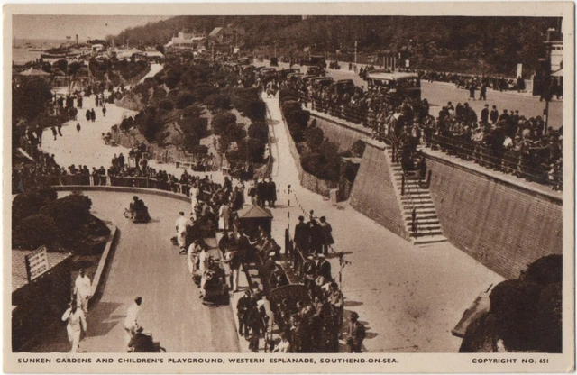 Vintage Postcard Sunken Gardens and Children's Playground Southend-on-Sea