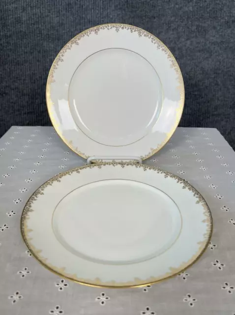GDA Limoges France Set of 2 Salad Plates Gold Trim Great Preowned Condition