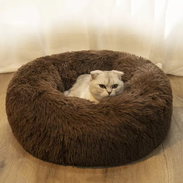 Fluffy Soft Comfy Calming Donut Dog Cat Beds Warm Bed Pet Round Plush Pet Beds