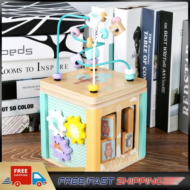 WOODEN ACTIVITY CUBE Fine Motor Skill Development (Forest Tetrahedron ...