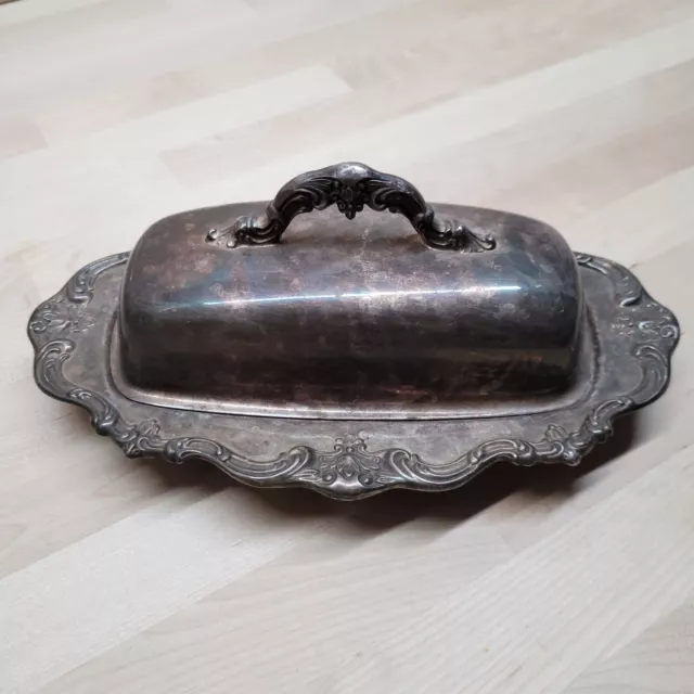 Gorham Chantilly Silver Plate Covered Butter Dish YC1307 Vintage