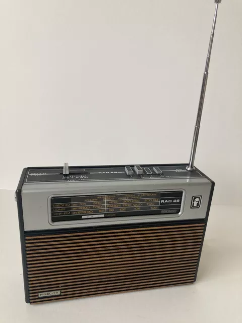 Fidelity RAD 28 AM/FM Transistor Radio 1970s Mains Tested Working!!
