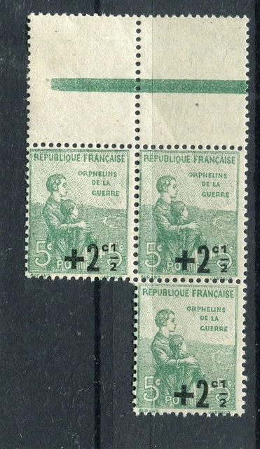 FRANCE; 1922 early War Orphans issue 5c. fine MINT Gutter BLOCK