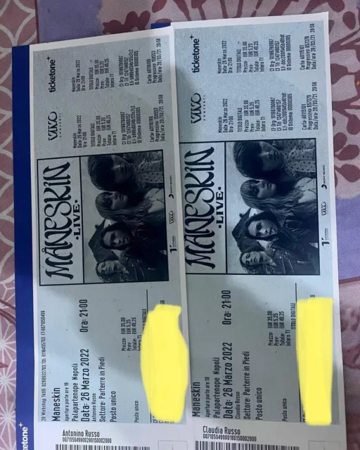 biglietti  concerto Maneskin Napoli Palapartenope (28 marzo 2023)