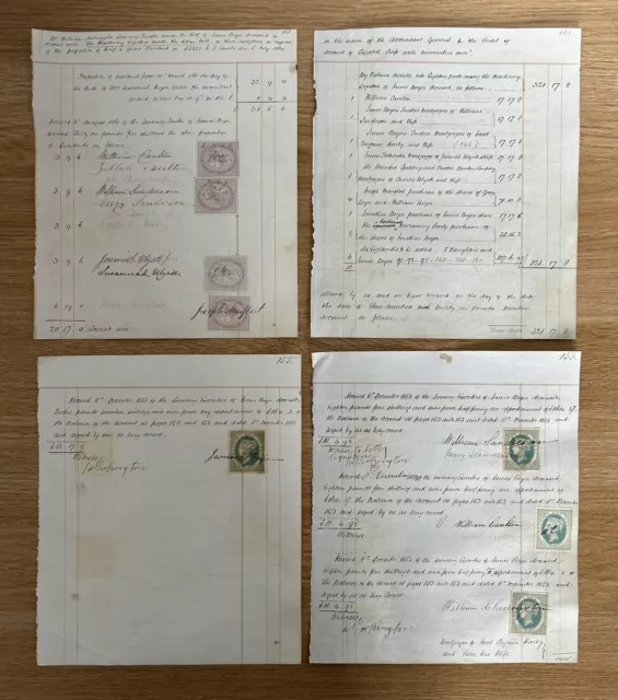 Antique Payment Ledger Executor Record Pages With Stamps X9 Total Double Sided