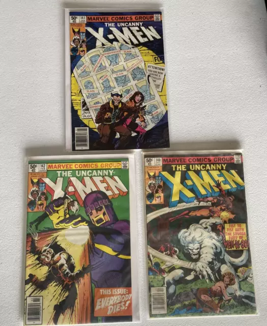 The Uncanny X-Men Comic Books Issues 140–141–1 42 1980 Marvel Comics Lot of 3