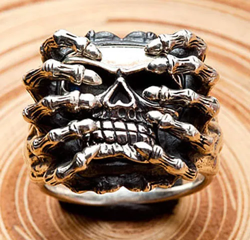 Devil Spider Skull 925 Sterling Silver Mens Ring New Gothic Biker Rocker Punk