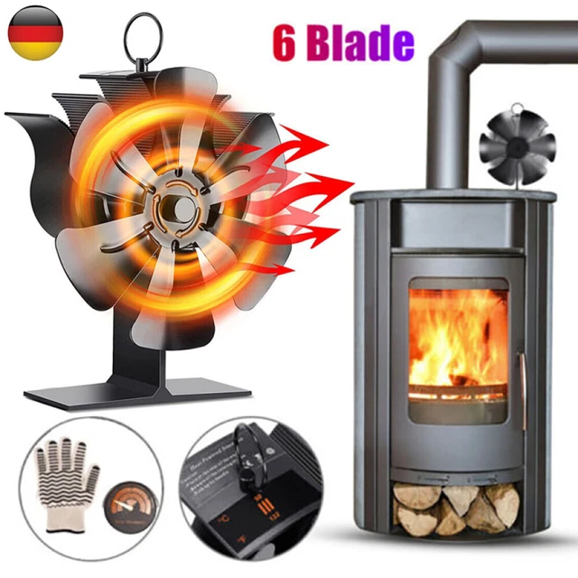 Carlo Milano Stromloser Kaminofen-Ventilator - Wärmeverteiler Mit 4 Blättern Für Holzöfen 60-350°C, Peltier Technik & Überhitzungsschutz