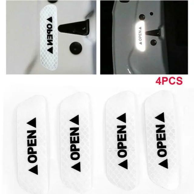 4Pcs Universal Car Door Open Sticker Reflective Tape Safety Warning Decal  YU