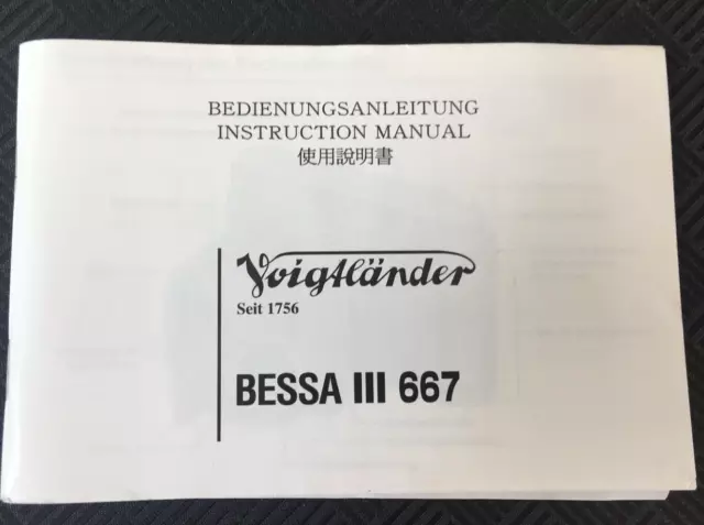 Original Bediennungsanleitung VOIGTLÄNDER BESSA III 667