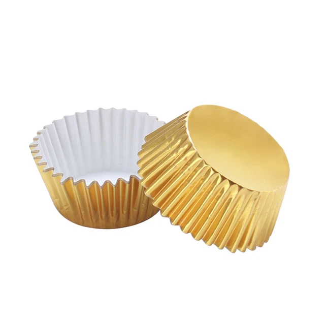 Almohadillas interiores desechables cupcakes de silicona moldeador de cupcakes tazas para hornear silicona doradas