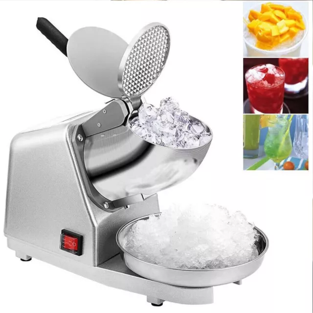 Electric Ice Crusher Shaver Commercial Machine Snow Cone Maker 85KG/H 2200R/min-