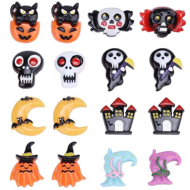16 Pcs Halloween Charms Halloween Resin Accessories Moon Decor Scrapbook