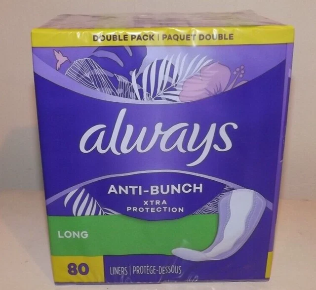 Paquete doble de revestimientos Always Anti-Bunch Xtra Protection, panty largos 80 unidades