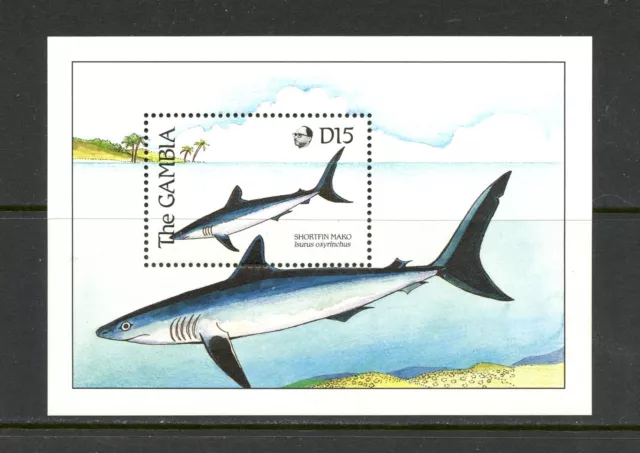 P080 Gambie 1989 Shortfin Mako Poisson Feuille MNH