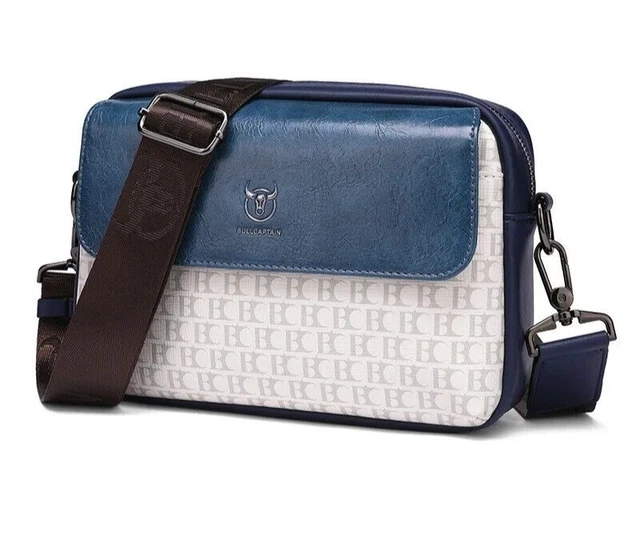 New Men's Luxury Genuine Leather Shoulder Handbags Messenger Blue Crossbody Bags