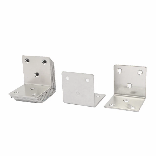 50mm x 50mm Stainless Steel 90 Degree Right Angle Bracket Shelf Support 10pcs