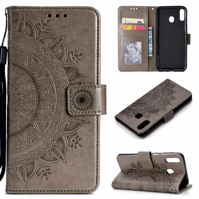 Etui Galaxy A30 Gris Coque Housse Cuir Premium Flip Case Portefeuille Samsung