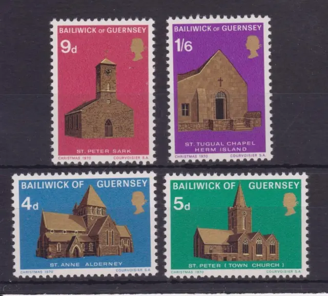 Sg 40-43 Guernsey 1970  Christmas Churches Stamp Set Mnh