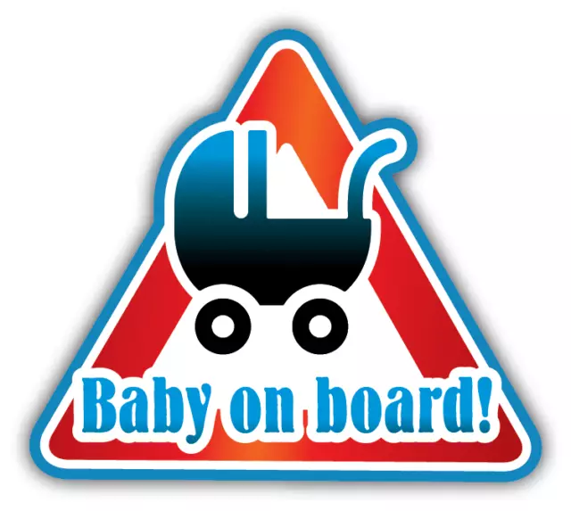 Baby On Board Pram Cartoon Warning Sign Car Bumper Sticker Decal