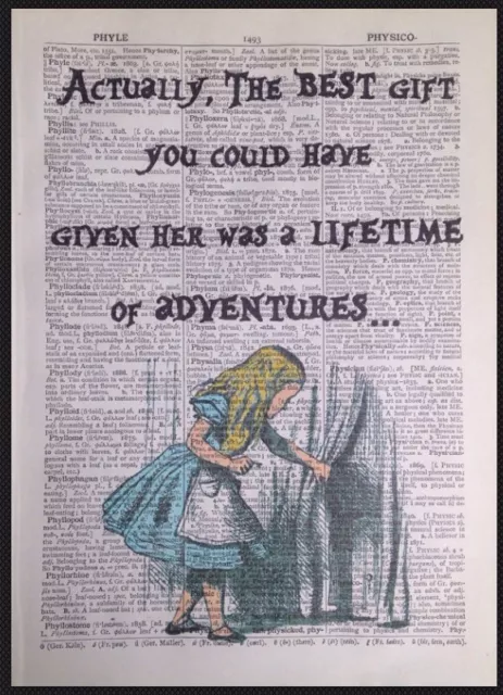 Alice In Wonderland Adventures Quote Vintage Dictionary Print Wall Art Picture