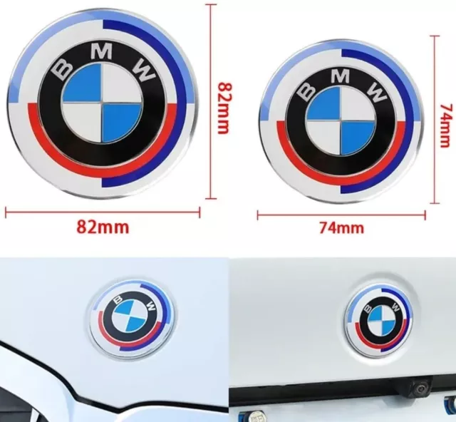 2x logo Capot 82 mm Coffre 74 mm 50e anniversaire M emblème pour BMW E46 E90