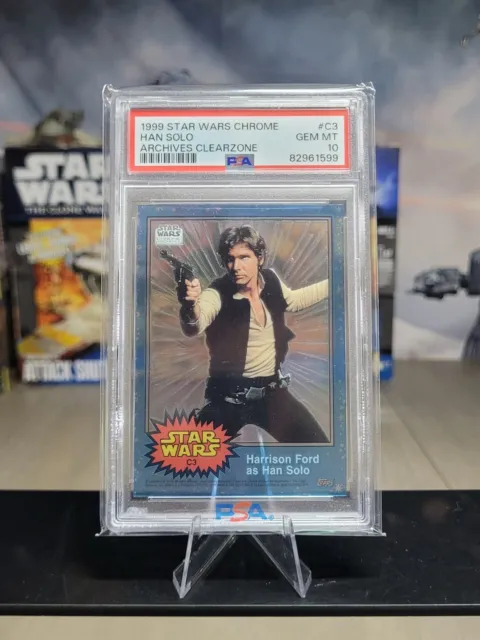 1999 Topps Star Wars Han Solo Chrome Archives Clearzone PSA 10 GEM Low Pop 3