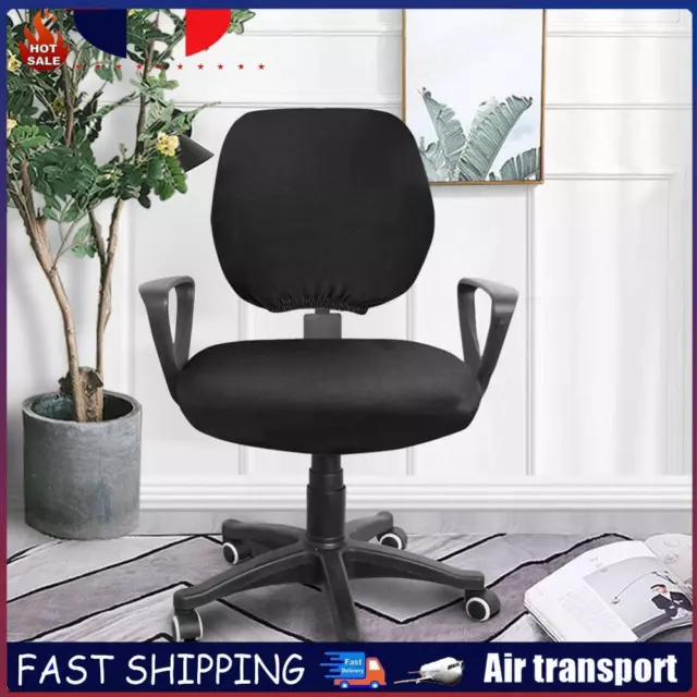 Spandex Stretch Computer Chair Cover Home Office Chairs Seat Case (Black) FR