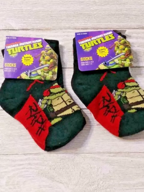 NINJA TURTLES BOYS socks safety toe 2 pair size 4-5.5 $3.93 - PicClick
