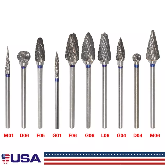 10pc Dental Lab Polishing Bur Drills Tungsten Steel Carbide Burs Burrs 2.35MM
