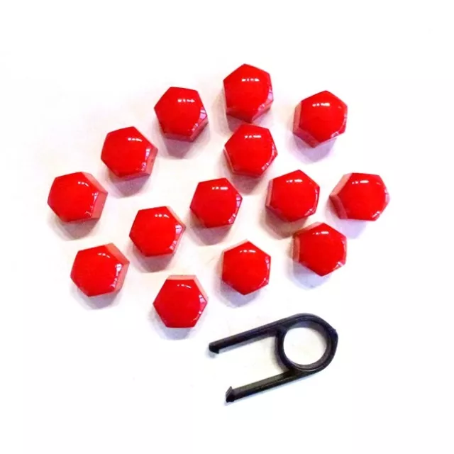 17mm Set 20 Red Car Caps Bolts Alloy Wheels For Nuts Covers ABS PC Plastic