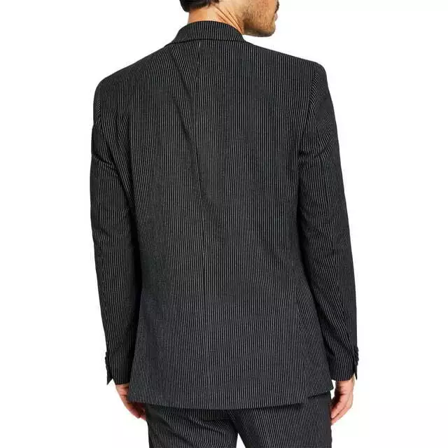 Alfani Men's Slim-Fit Double-Breasted Pinstripe Suit Separate Jacket Black-40S 3