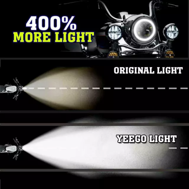 DOT 7" LED Headlights Angel Eye DRL Hi/Lo Beam Lamp For Kenworth T609 T2000 Pair 3