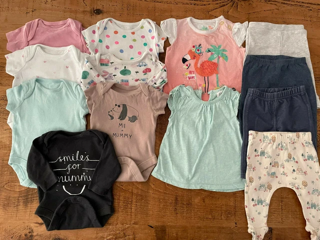 Pacchetto body top fondo bambina 1 mese M&S Next cura materna F&F George