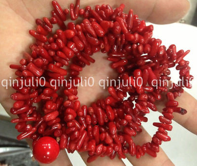 48 pollici naturale 4x10mm Rosso ramo corallo pendente collane
