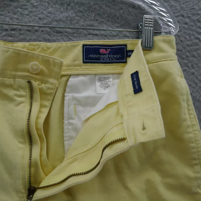 Vineyard Vines Mens Chino Club Shorts 34 Yellow High Rise Cotton Twill Comfort 3