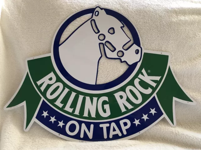 Rolling Rock Beer Horse Racing Metal Sign Vintage 1993 Bar Pub Man Cave.