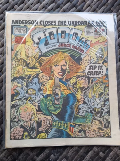 2000AD #472 prog comic, Nice VFN+ clean- Feat Judges Dredd & Anderson 31/5/ 1986